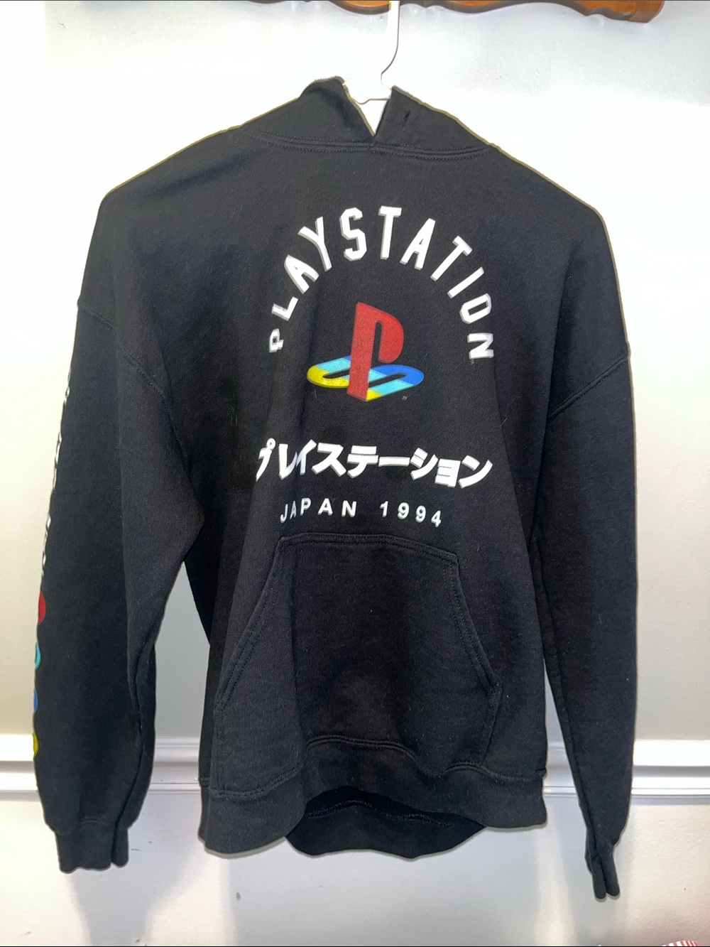 Sony Black PlayStation Logo Hoodie with Multicolor Emblem